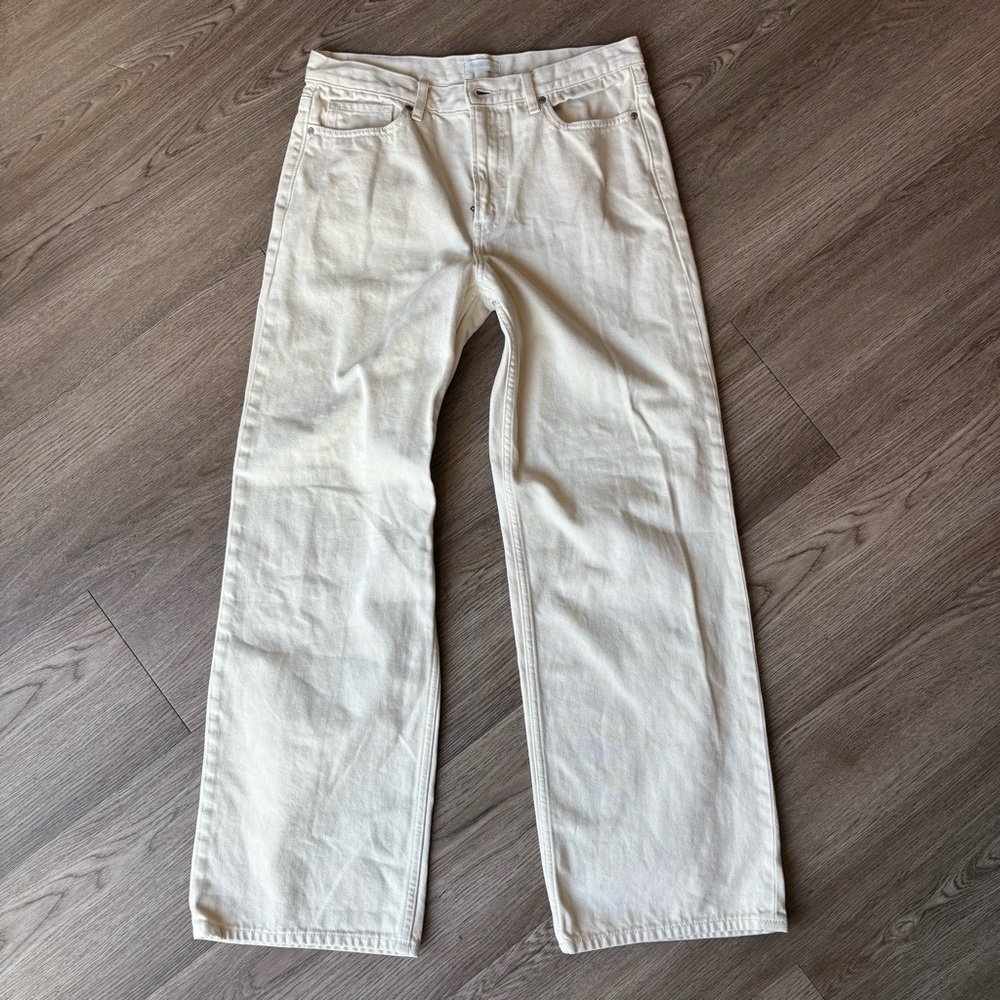 Uniqlo y2k Off-White Cream Low rise, Wide-Leg Jeans